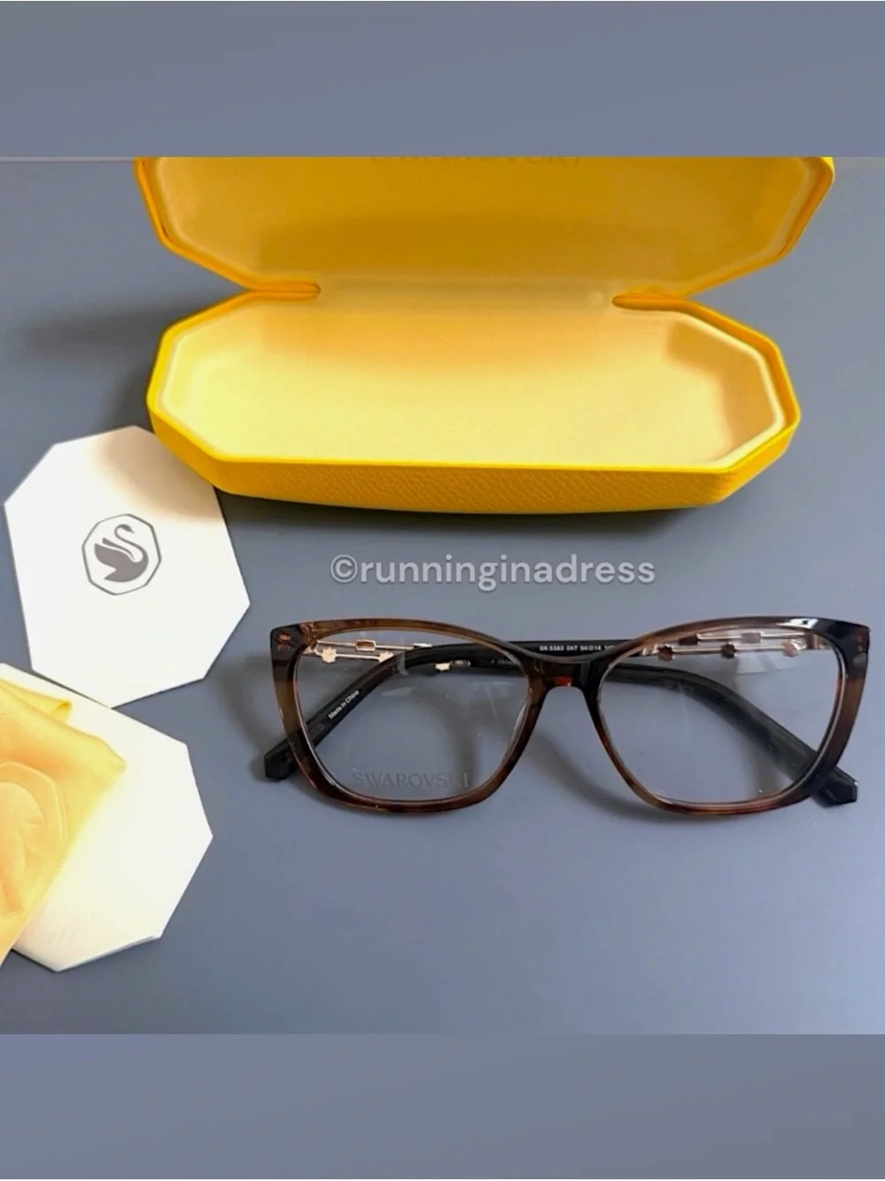 Swarovski SK5383 Cat Eye Eyeglasses NWT Brown Havana Gold Crystal Frames 54mm